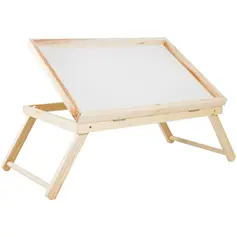 2 in 1 Wooden Bed Table and Tray- White Sale